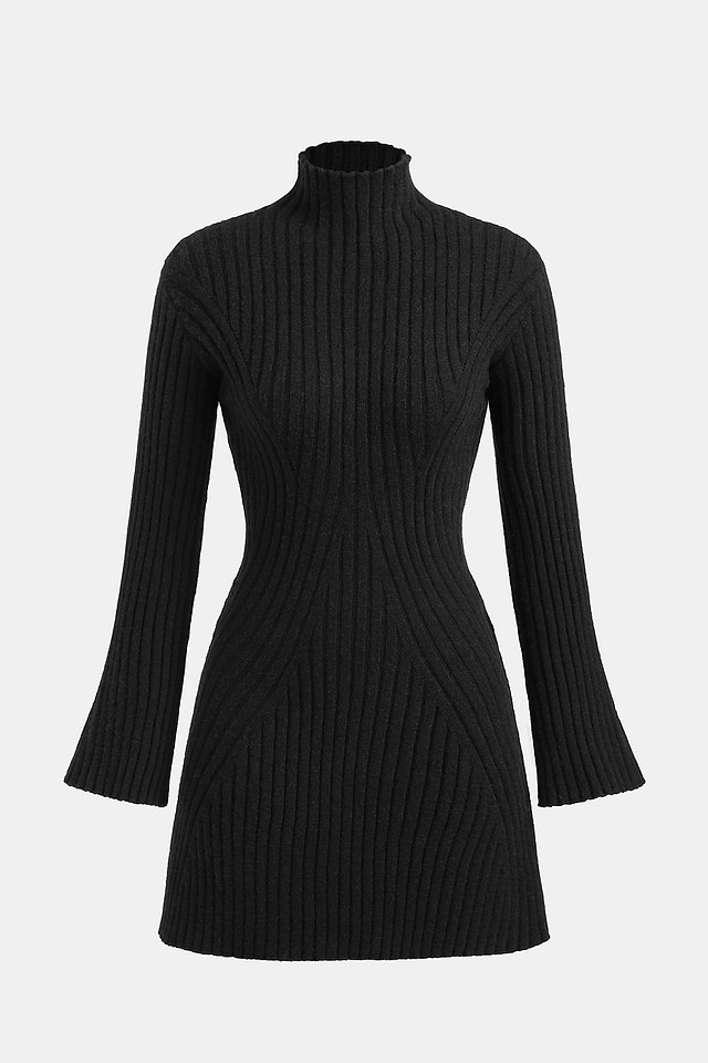 Midnight Mockneck Mini Sweater Dress
