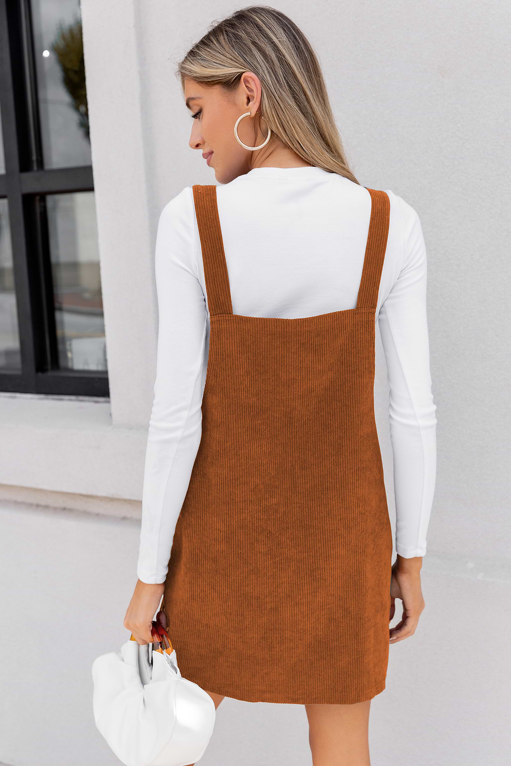 Brown Corduroy Square Neck Mini Skirtalls