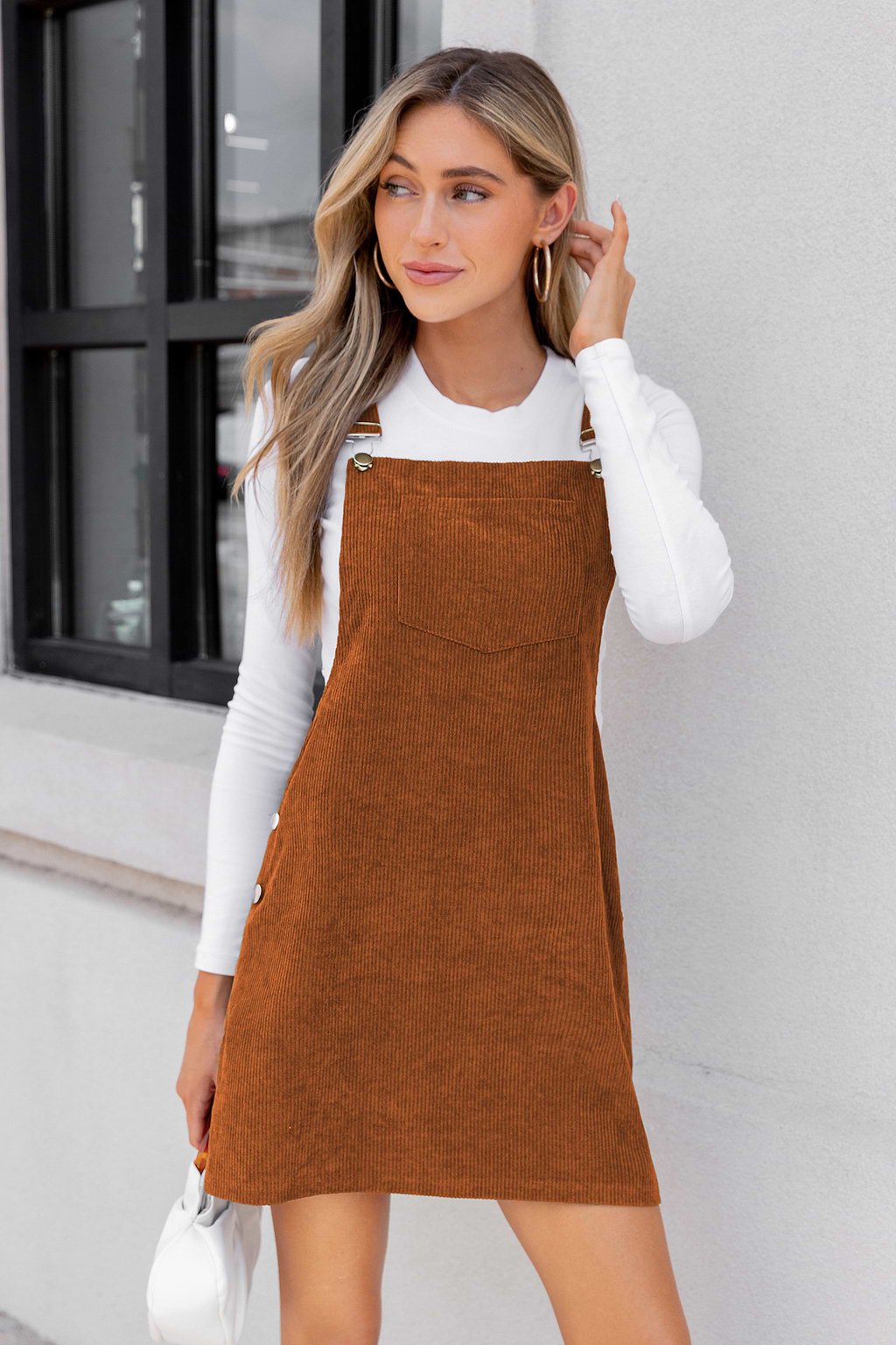 Brown Corduroy Square Neck Mini Skirtalls