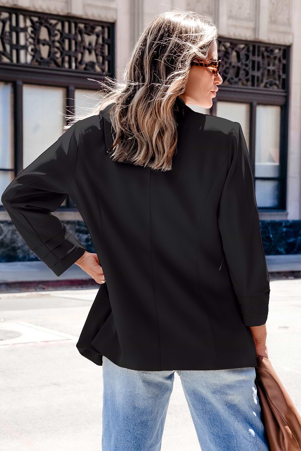 Black Collared Long Sleeve Blazer