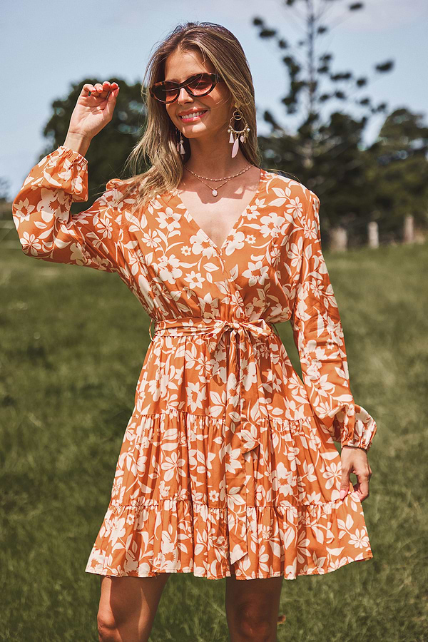 strapless open back dress Backless Satin Rust Orange Mini Dress main image 1