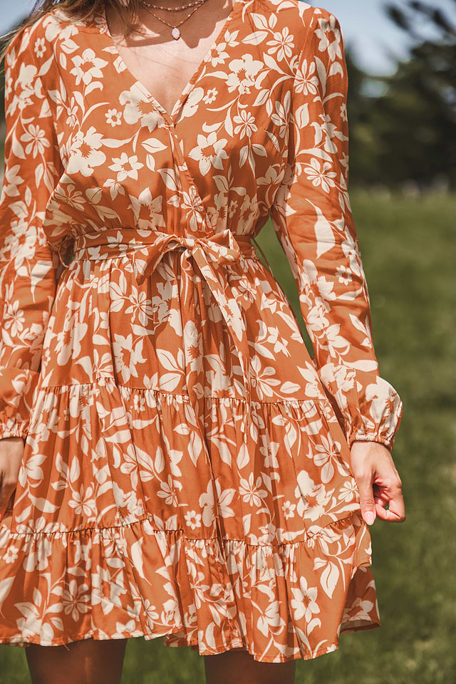Burnt Orange Blouson Sleeve Mini Dress | Chic & Comfy | Cupshe