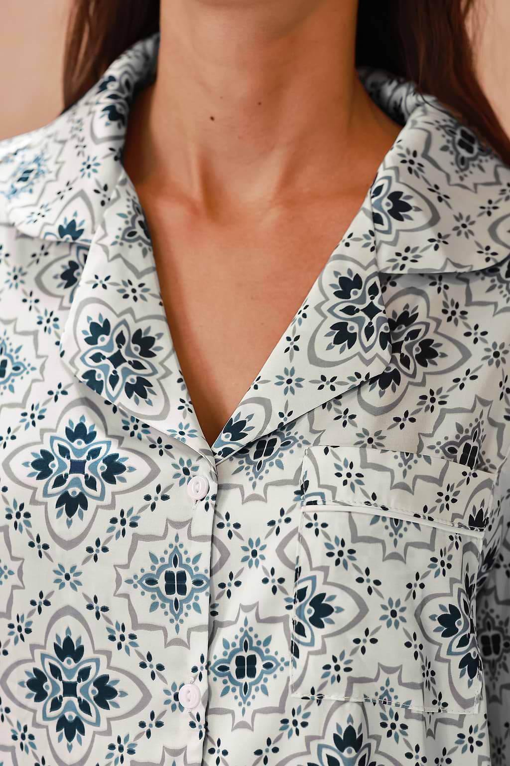 Retro Long Sleeve Top & Pants Pajama Set