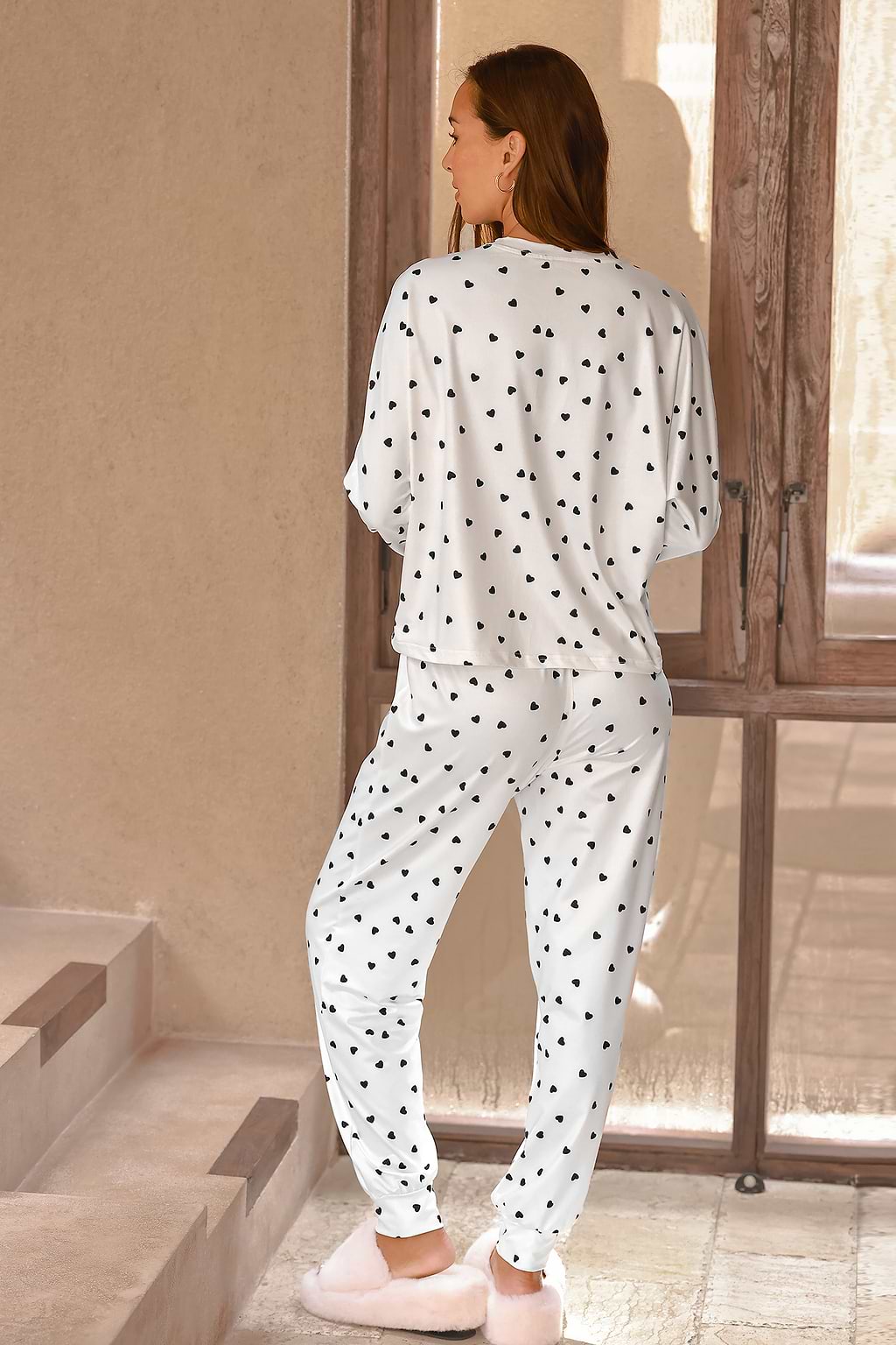 Ensemble de pyjama à manches longues et à motif de cœur
