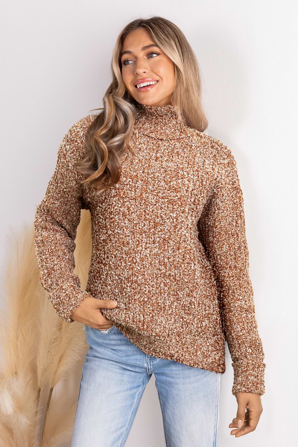 Burnt Orange Long Sleeve Turtleneck Sweater