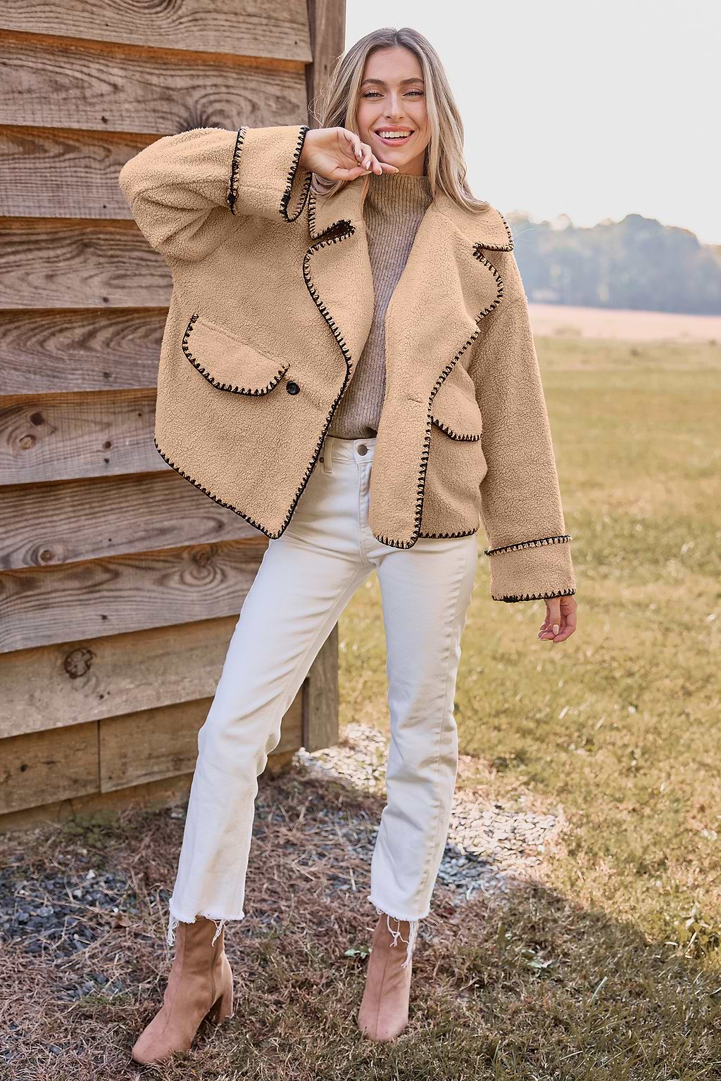 Neutral Oversized Collar Jacket