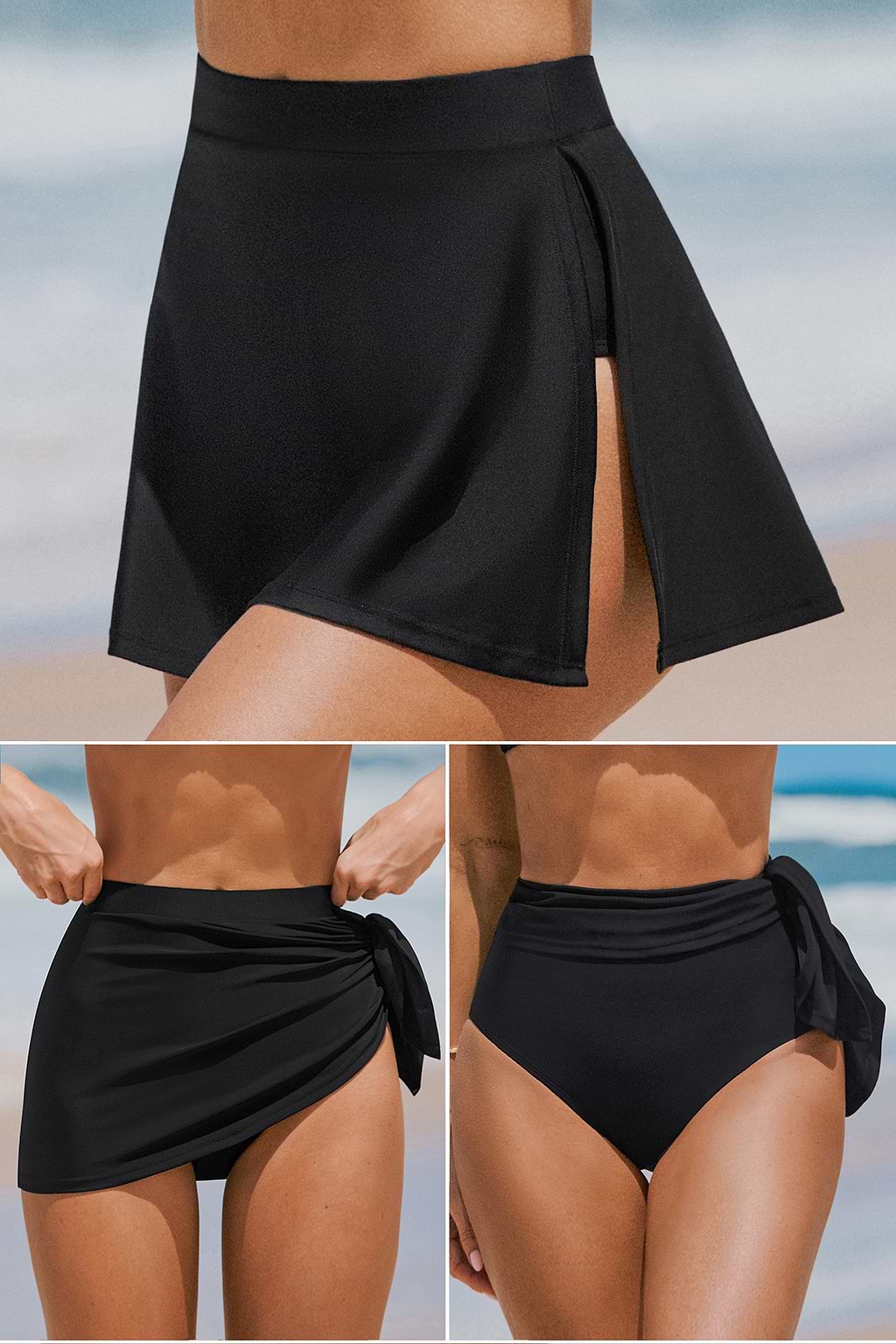 Black High-Waisted Multiway Swim Bottoms