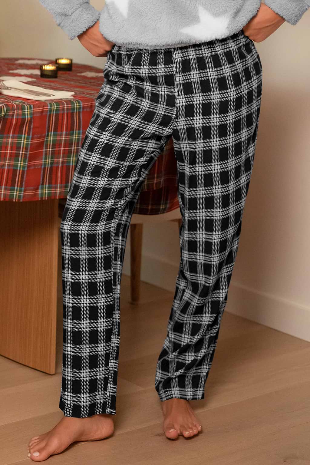 Pantalones de pijama a cuadros azul marino