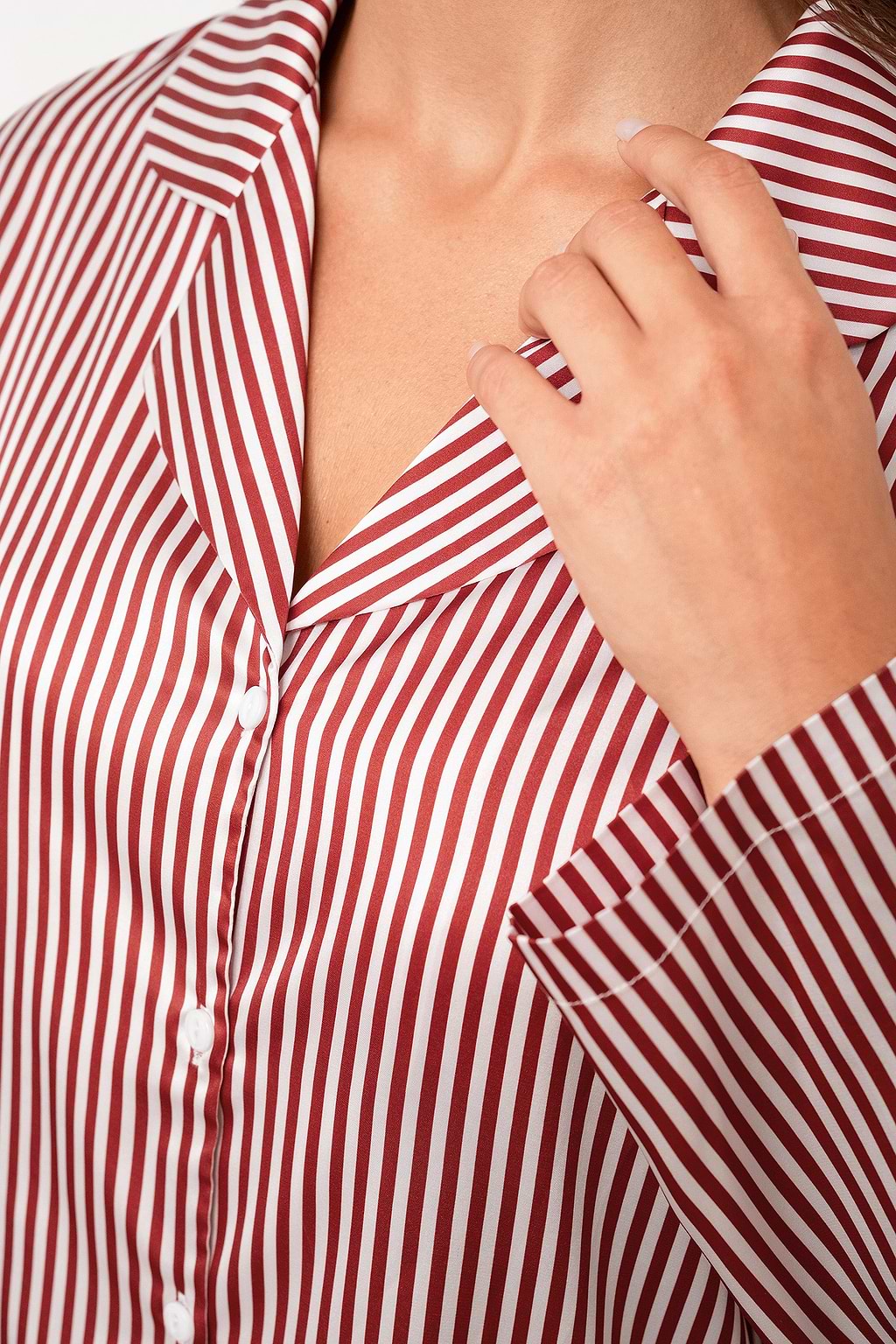 Red Striped Satin Pajama Set