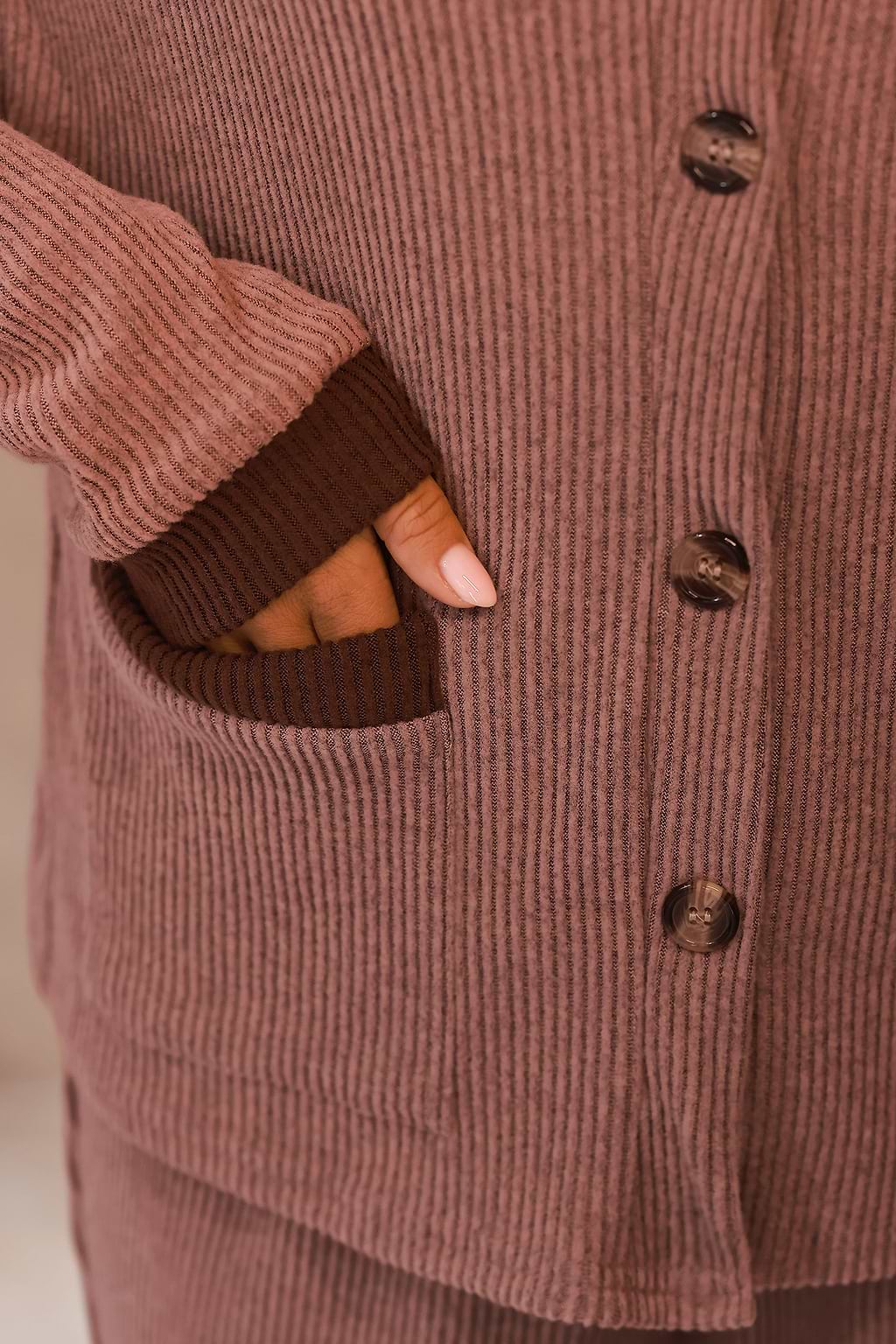 Red Ribbed Button-Up Top & Pants Pajama Set