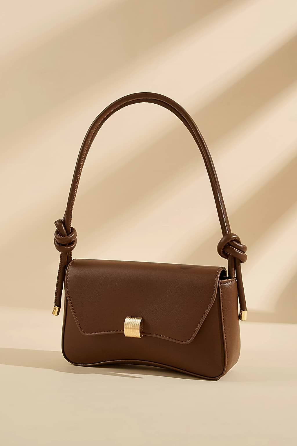 Brown Knotted Straps Shoulder Bag