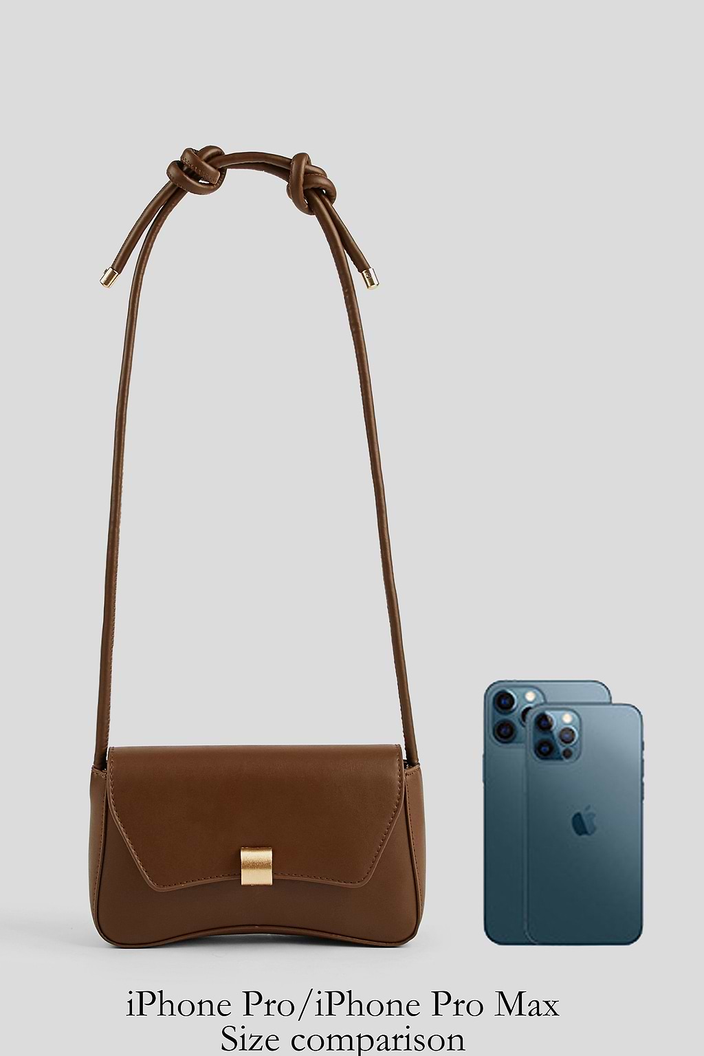 Bolso de hombro con correas anudadas en color marrón