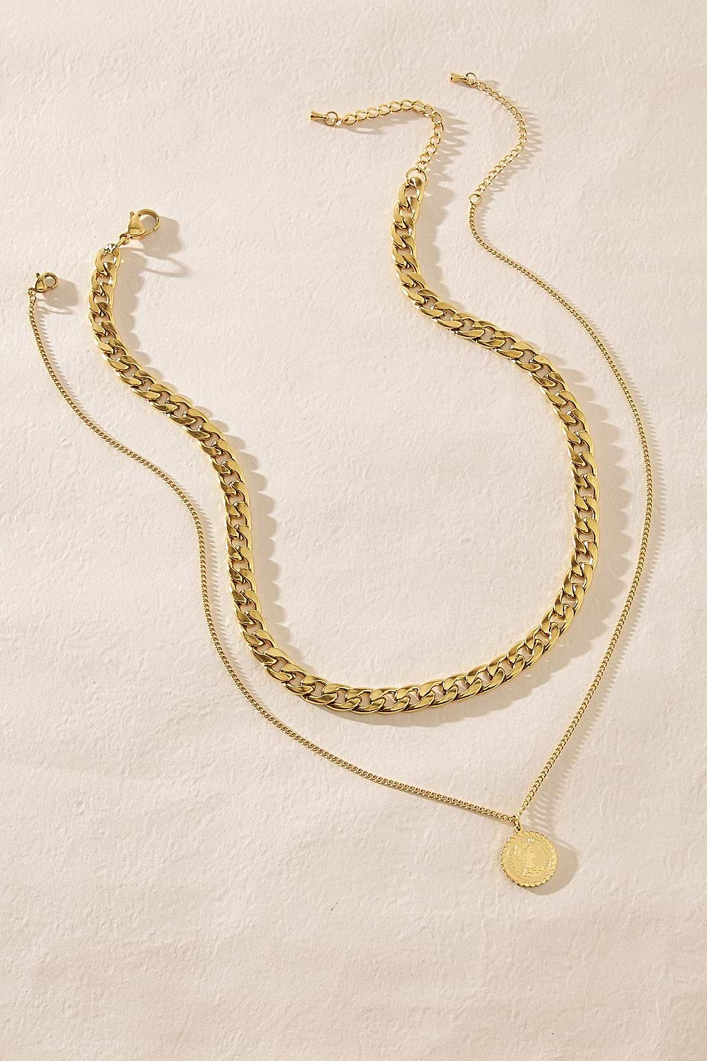 Goldfarbenes Kettenglied-Halsketten-Set