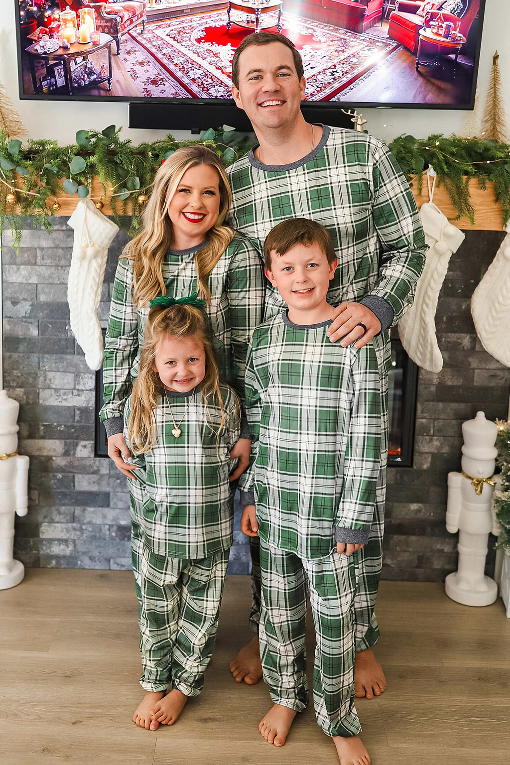 Girl's Green Plaid Pajama Set