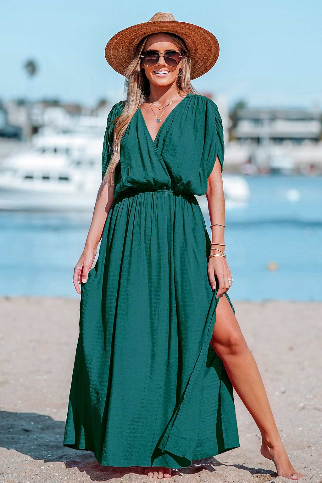 Surplice Neck Maxi Dress