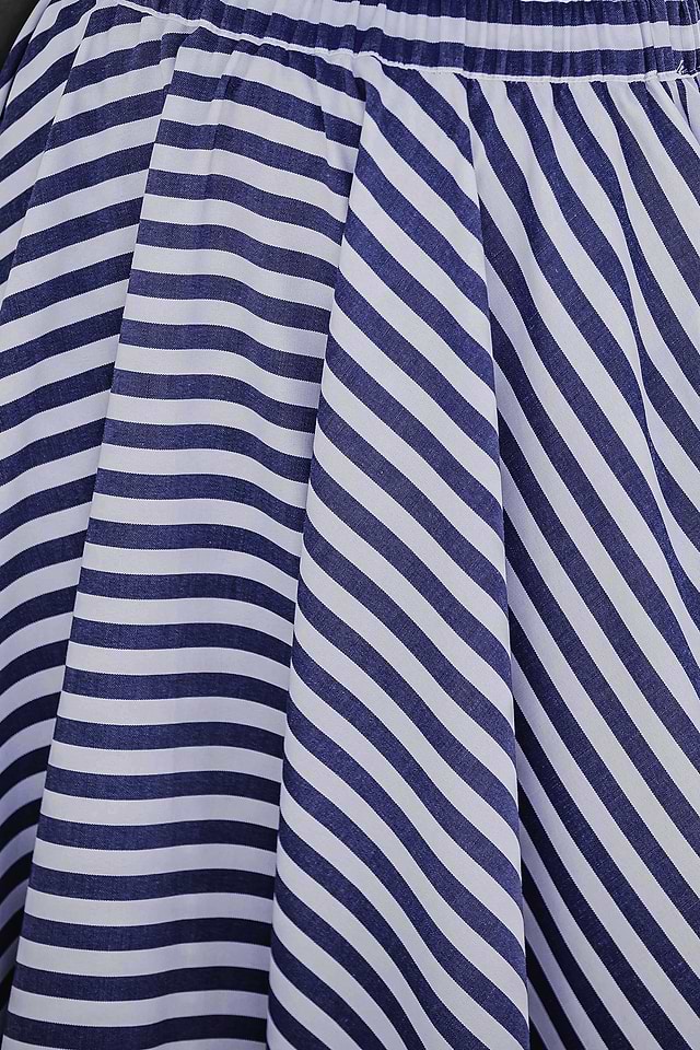 Jupe Maxi Longue Femme Max Studio – Rayures Bleu Marine Et Blanc – Taille M