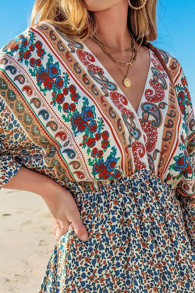 half sleeve boho maxi dress Boho maxi dress with long sleeves