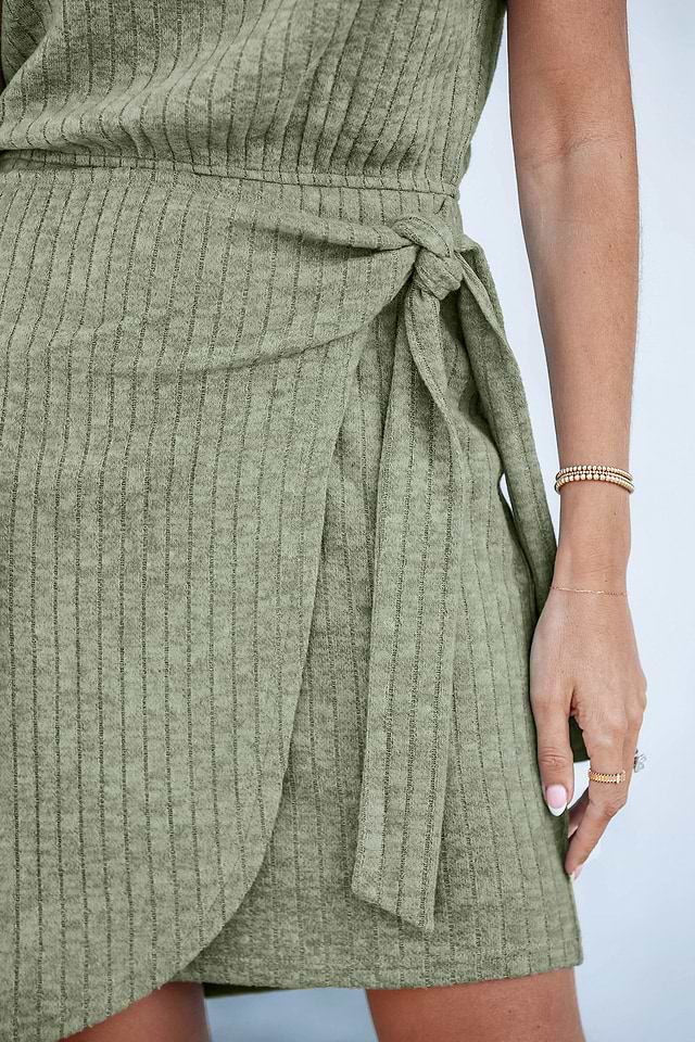 Green Jersey Short Sleeve Wrap Skirt Mini Dress Green Jersey Short Sleeve Wrap Skirt Mini Dress