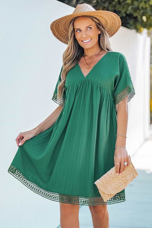 green v neck mini dress Bodycon V Neck Dark Green Satin Tight Short Homecoming Dresses with Beadings VK24090806 Vickidress