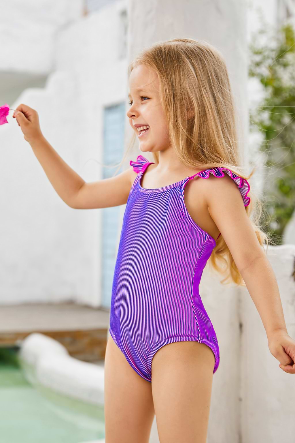 Kinderbademode Rundhals Mädchen Badeanzug