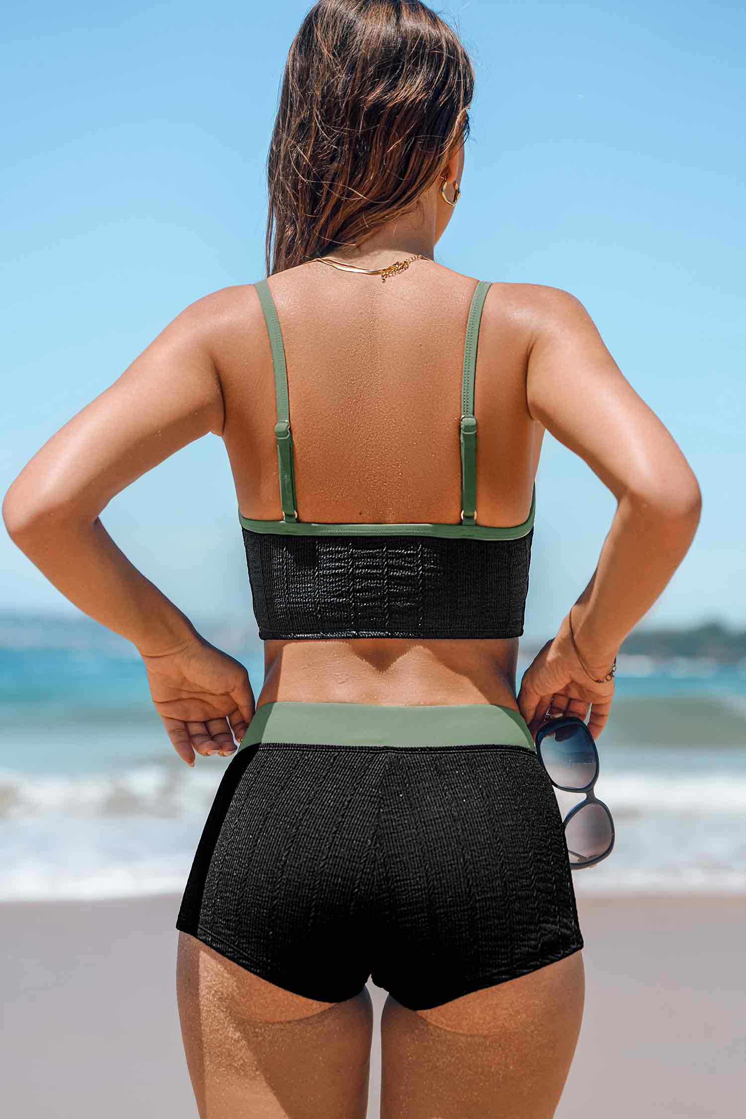 Midnight Rib U-Neck Bikini Bralette & Standard Bottoms Set