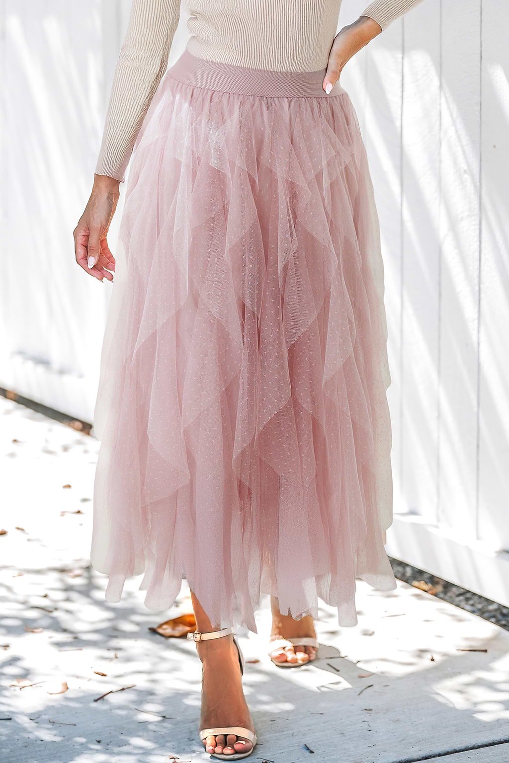 Pink Tiered Tulle Mesh Skirt