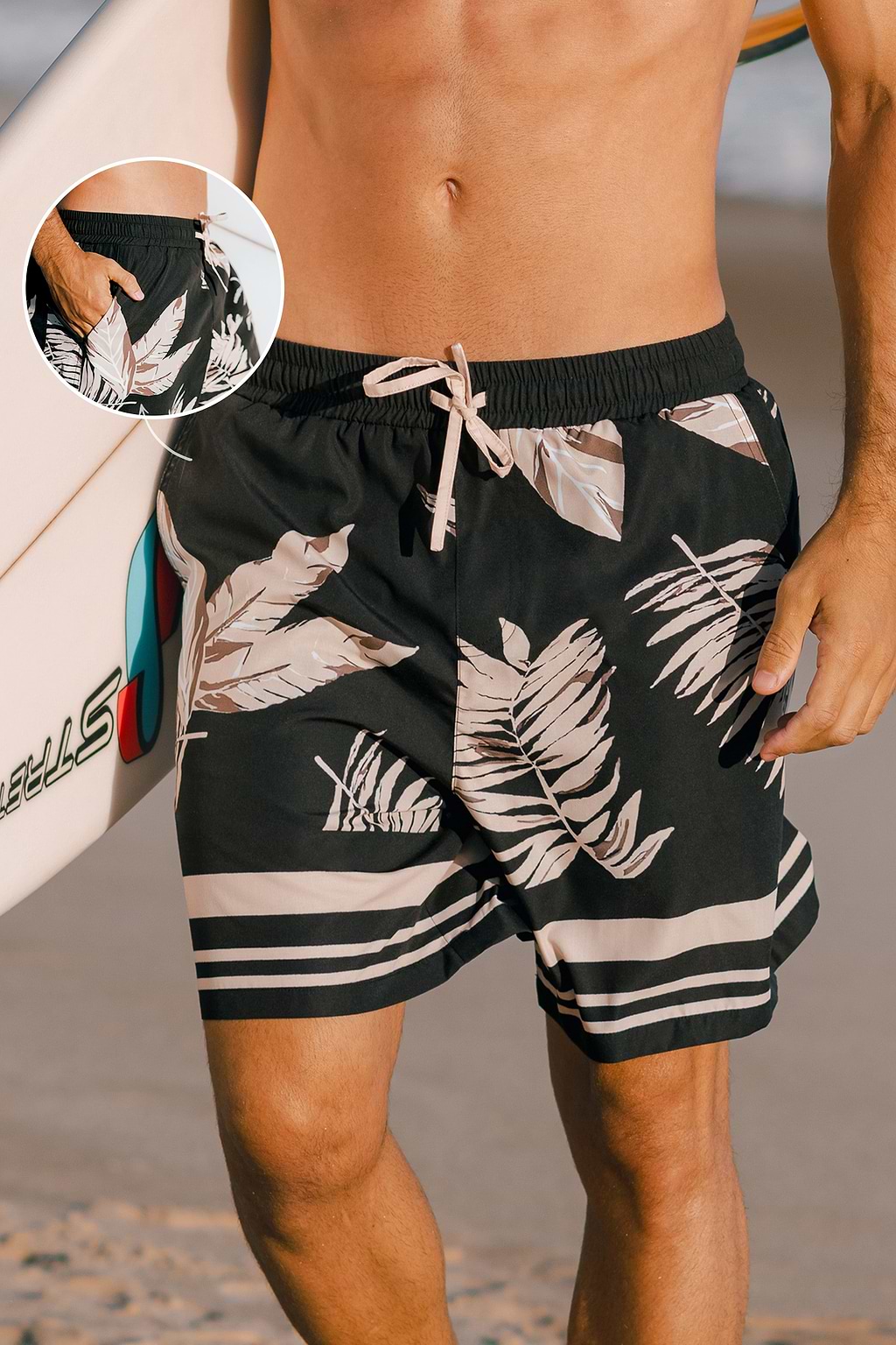 Black Tropical Men's Boardshorts