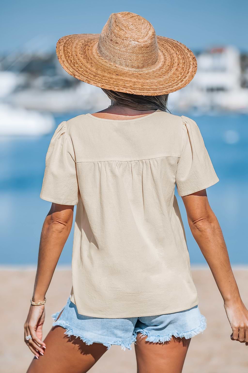 Island Flutter Sleeve Cotton Top