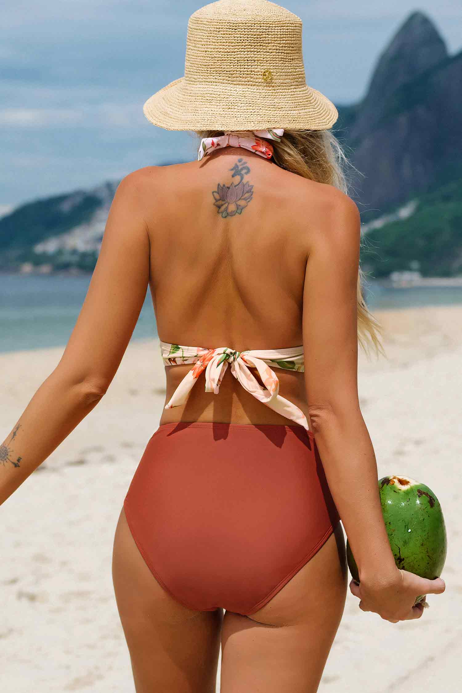 Spring Breath Garden Halter Tall Tri & High Waist Bikini Set