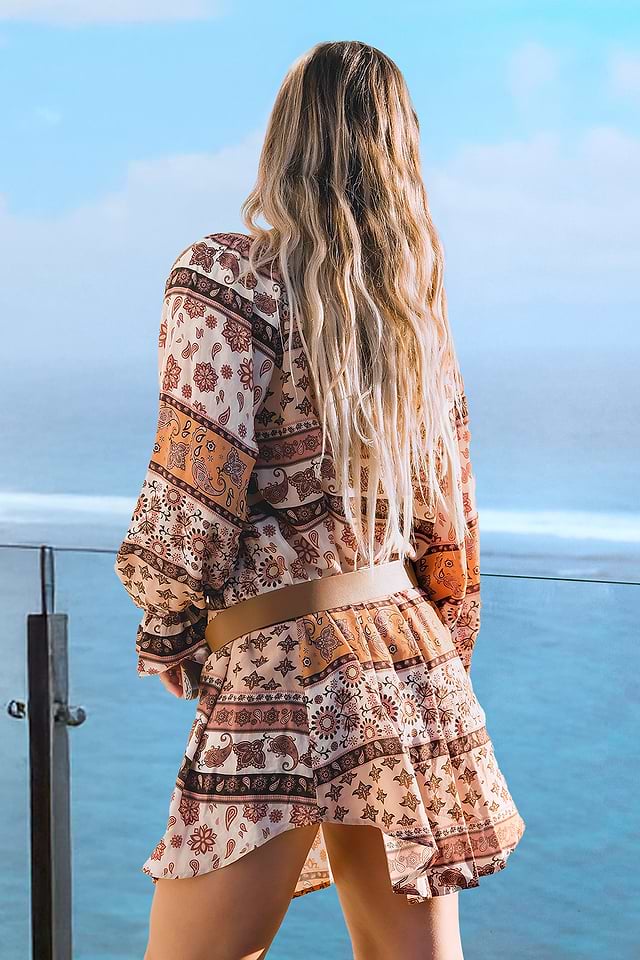 boho long sleeve mini dress FREE PEOPLE Boho Long Sleeve Mini Dress In Off White Size M