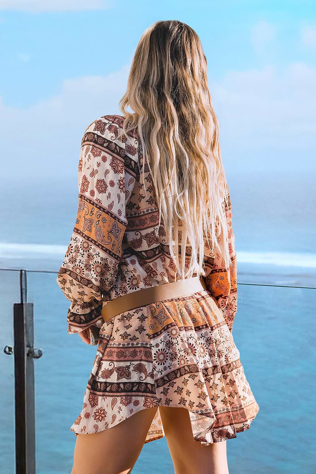 Boho Paisley Long Sleeve Mini Dress
