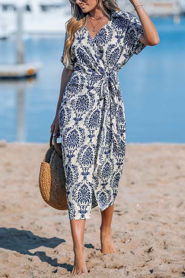 Blue Collared Wrap Midi Dress | Effortless Elegance | Cupshe Blue Collared Wrap Midi Dress | Effortless Elegance | Cupshe