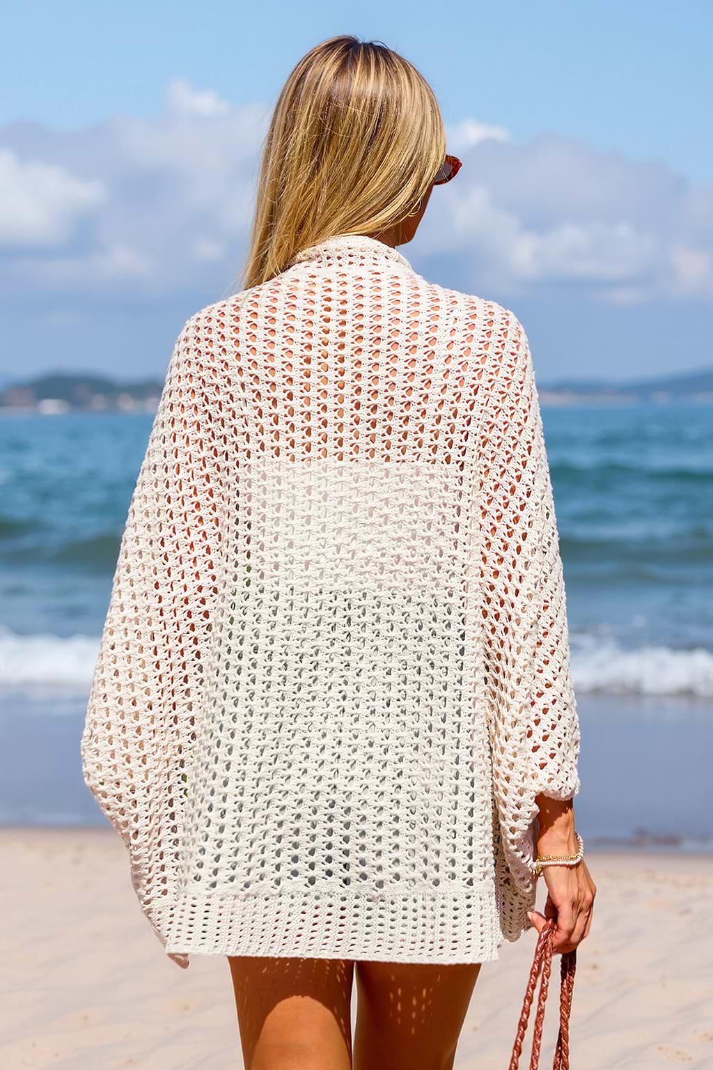 Sandy Beach Open Front Crocheted Cover-Up