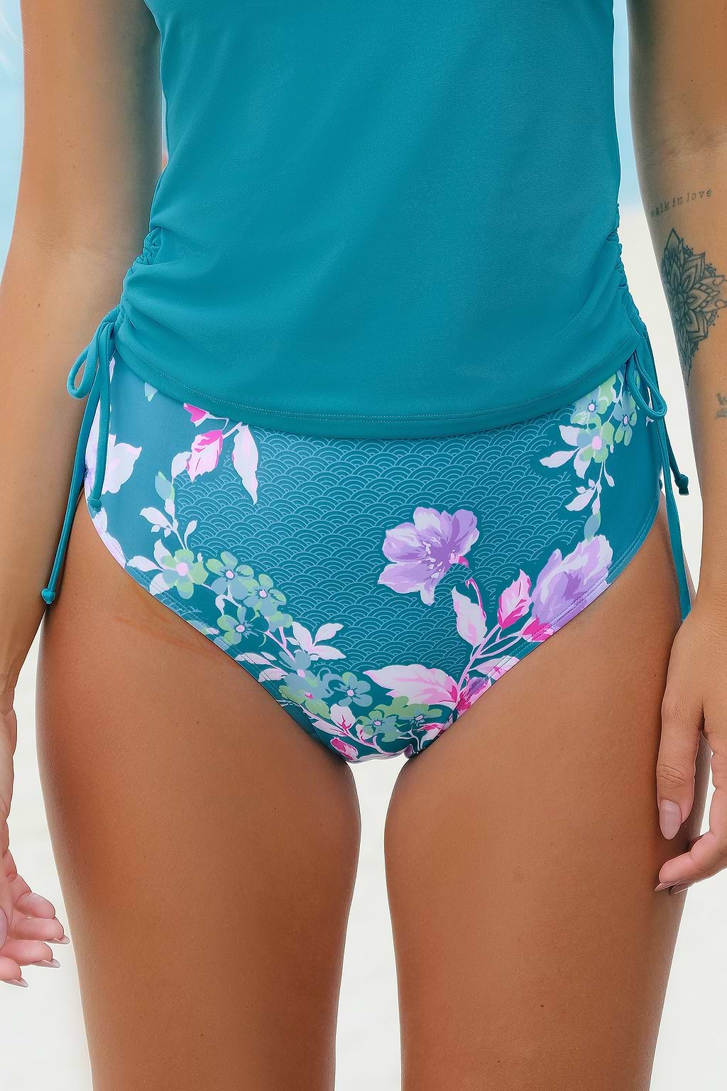 Atlantis Floral High-Waisted Bikini Bottoms