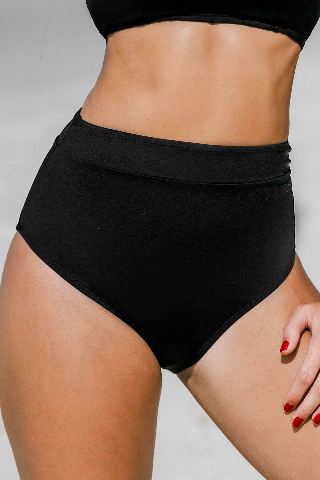 Super Bloom Black Banded High-Rise Bikini Bottoms