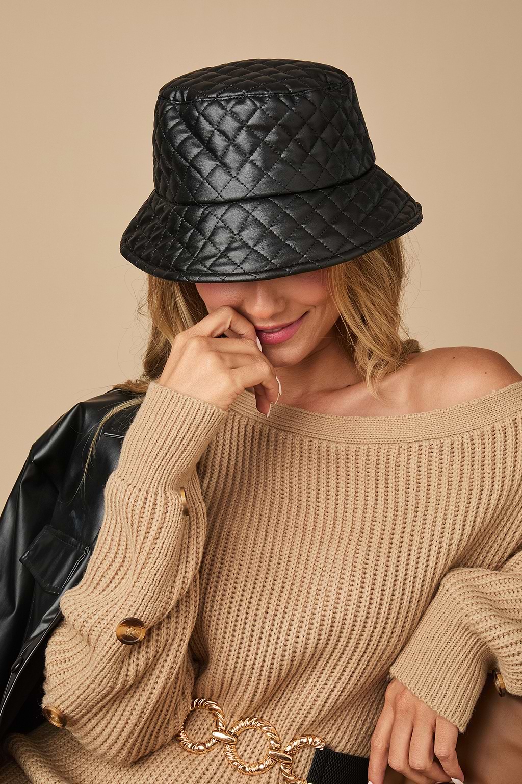 Black Quilted Bucket Hat