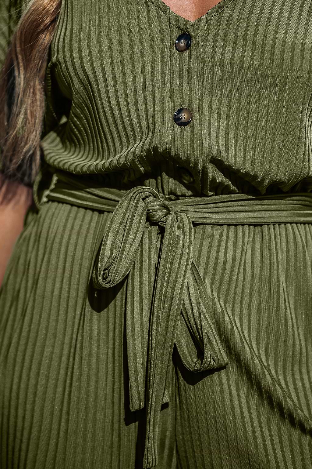 Ribbed V-Neck Short Sleeve Playsuit