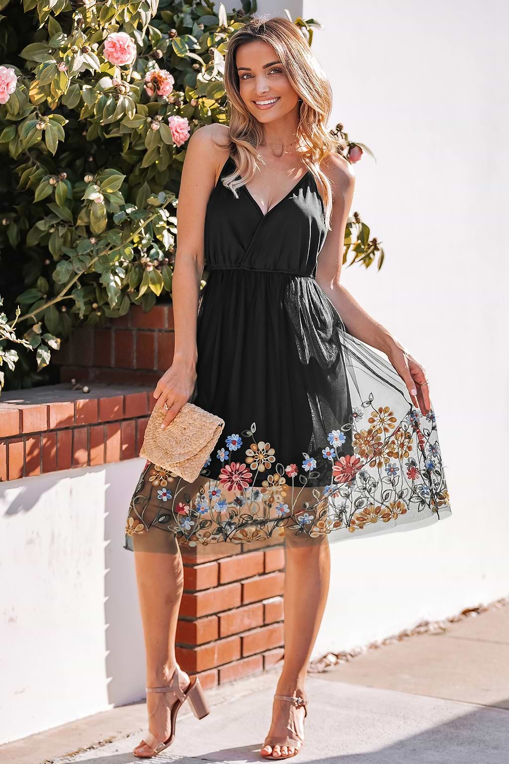 Floral Mesh Midi Dress