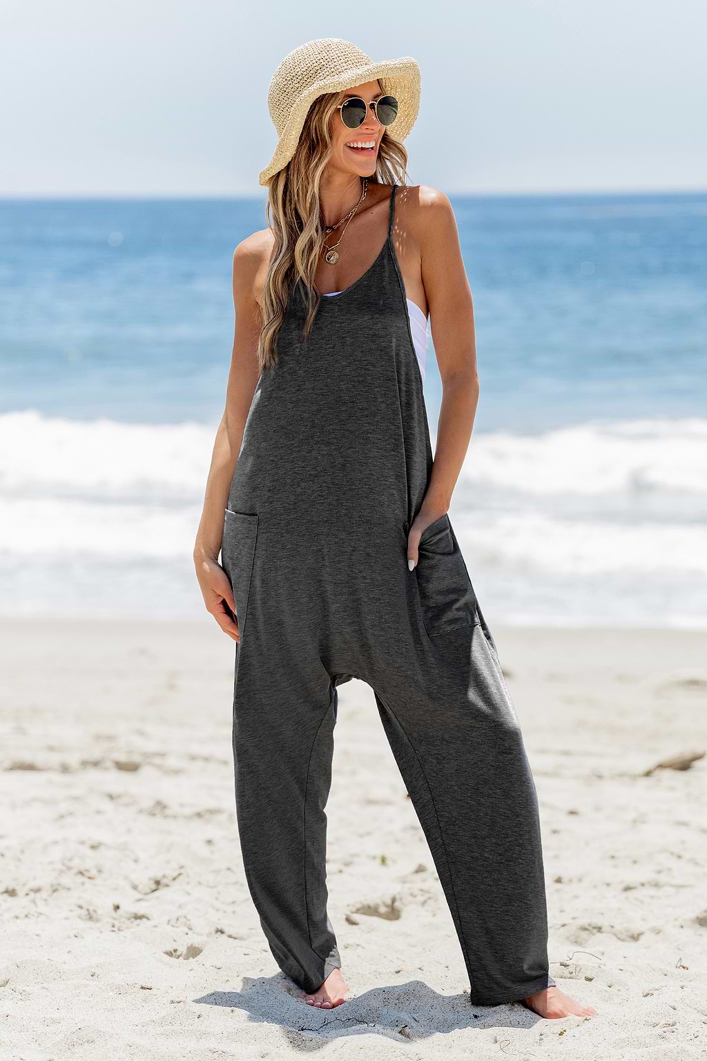 Charcoal Relaxed Fit Pocket Jumpsuit