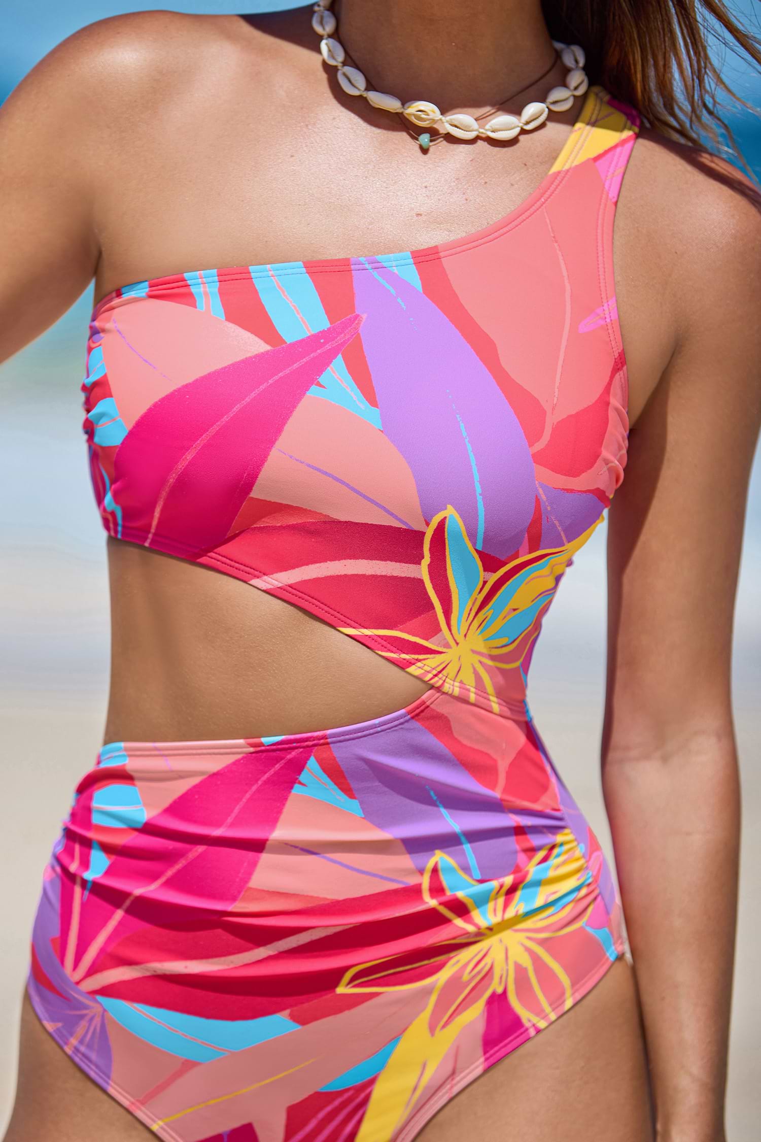 Bright Tropics One-Shoulder One-Piece Swimsuit Bright Tropics One-Shoulder One-Piece Swimsuit