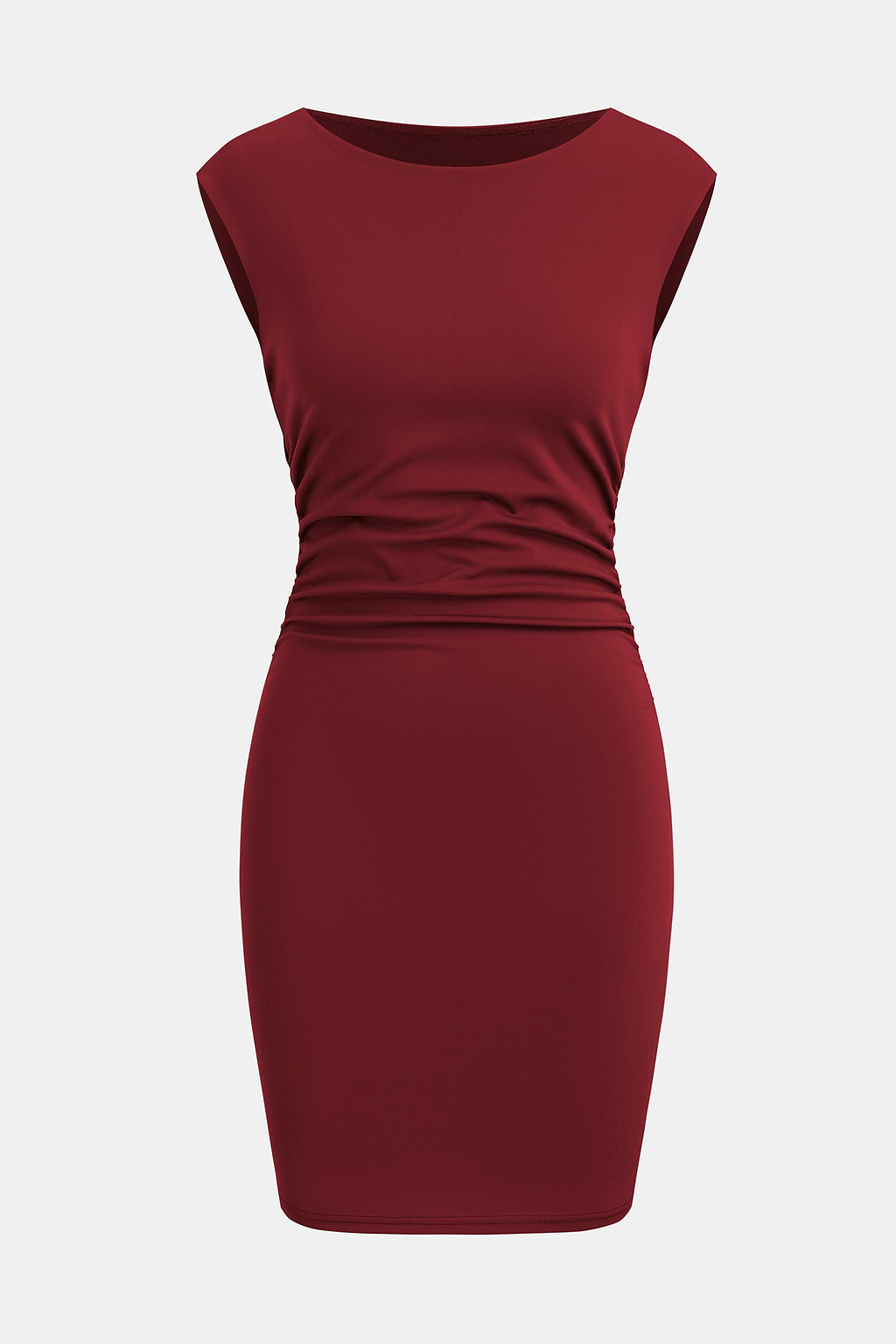 Red Wine Boatneck Sleeveless Mini Dress