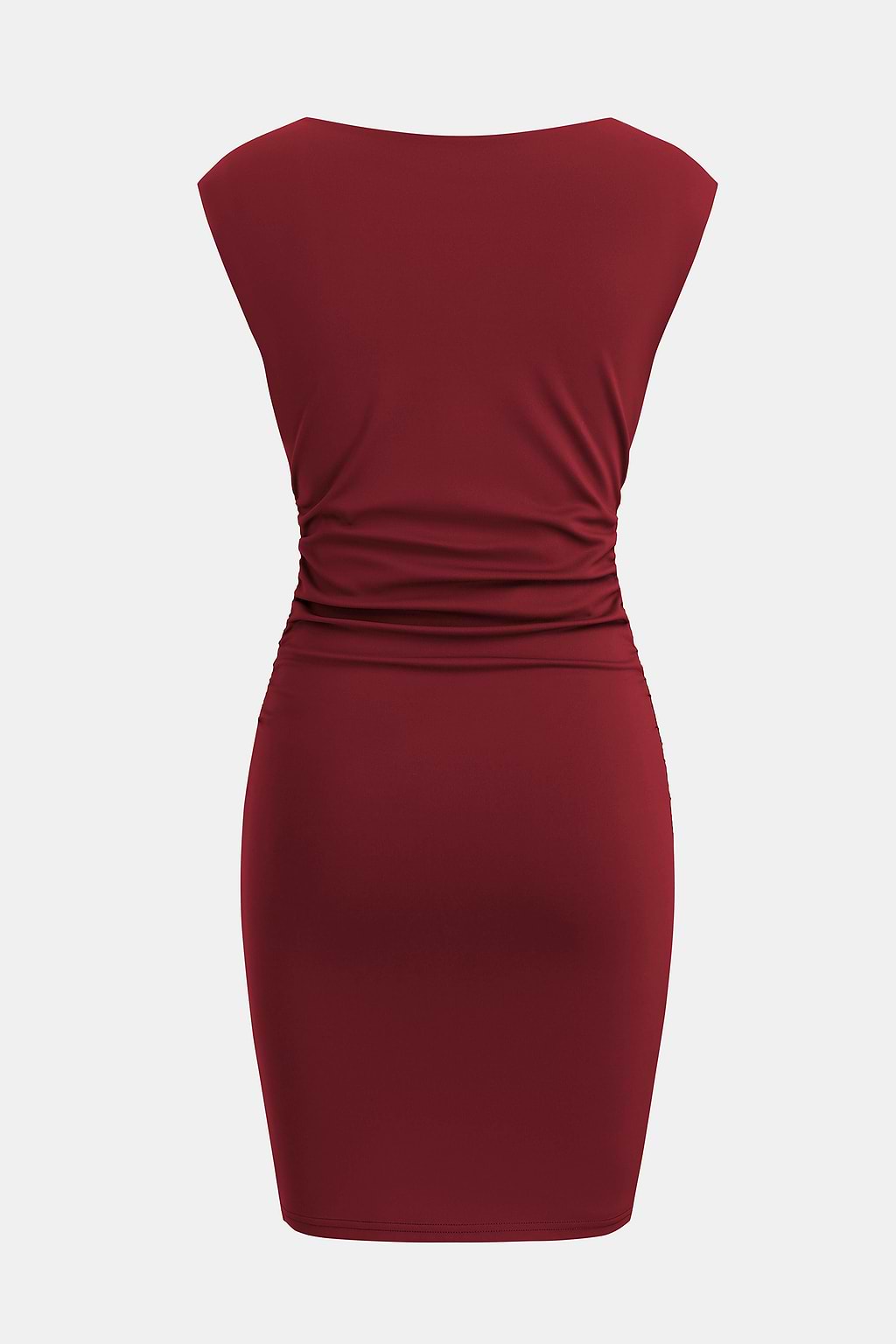 Red Wine Boatneck Sleeveless Mini Dress
