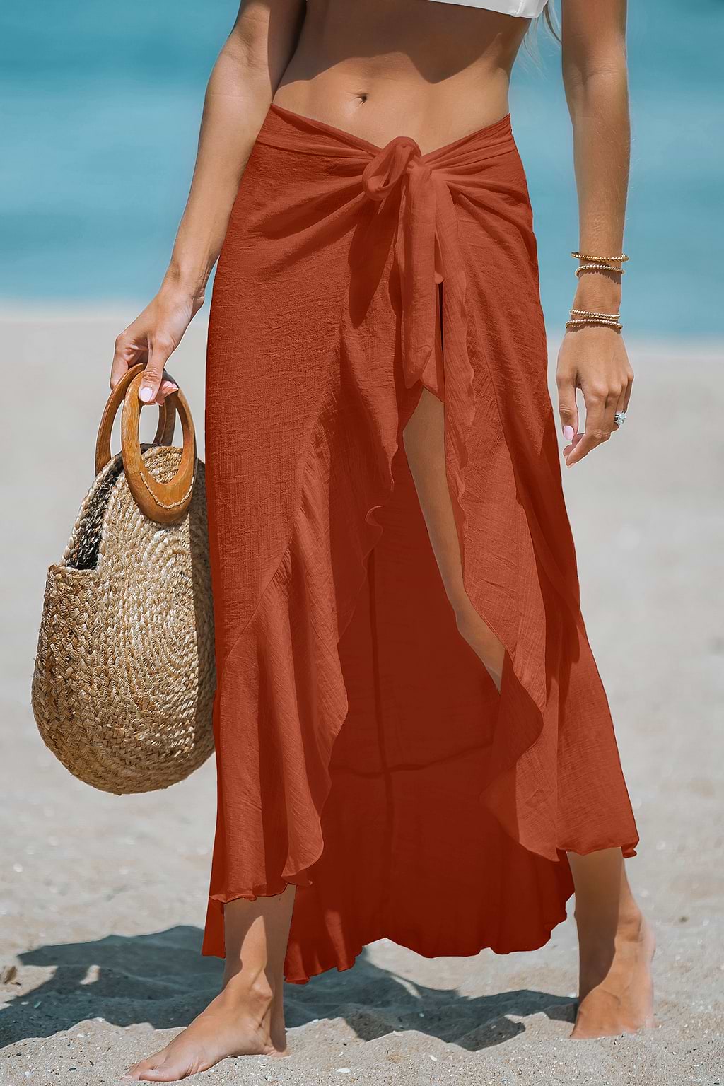 Brown Side Tie Cover-Up Sarong