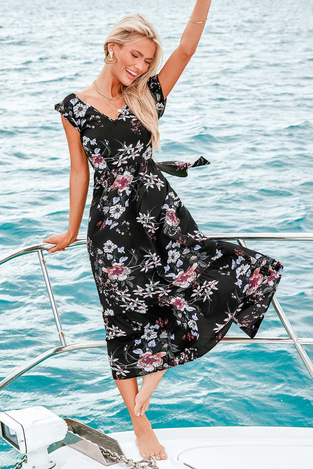Class Act Floral Midi Dress