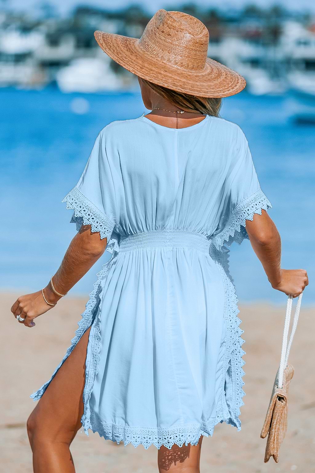 Corrina Light Blue Cover-Up Mini Dress