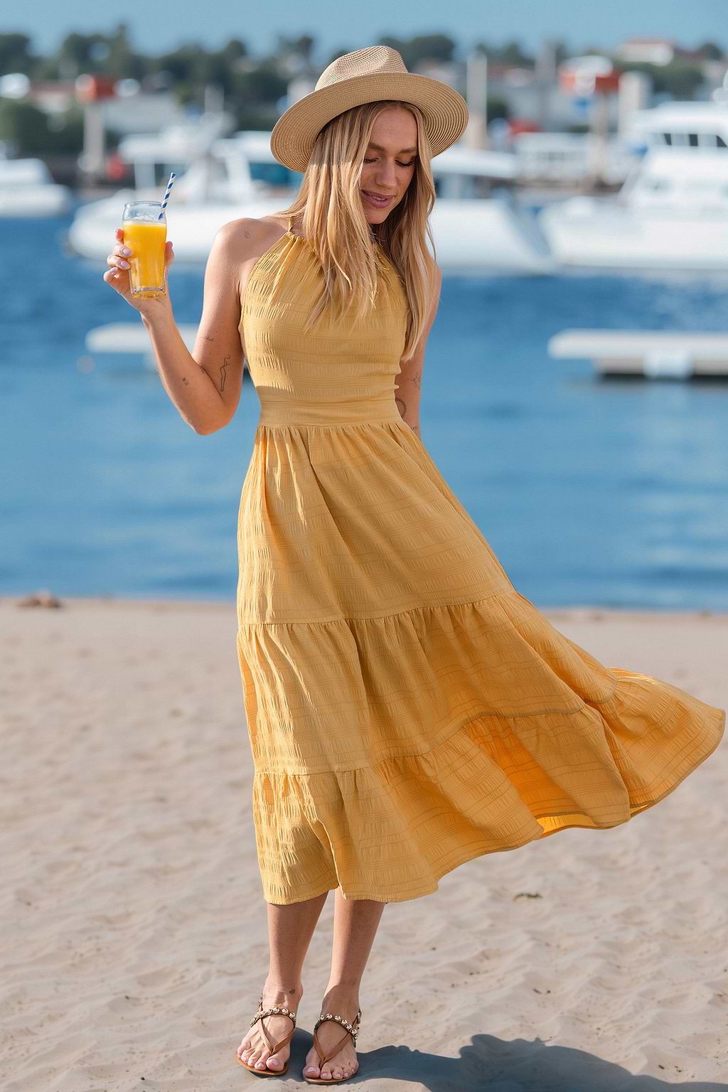 Marigold Delight Yellow Midi Dress