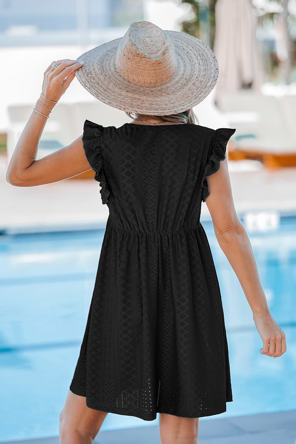 Sheena Black Cover-Up Mini Dress