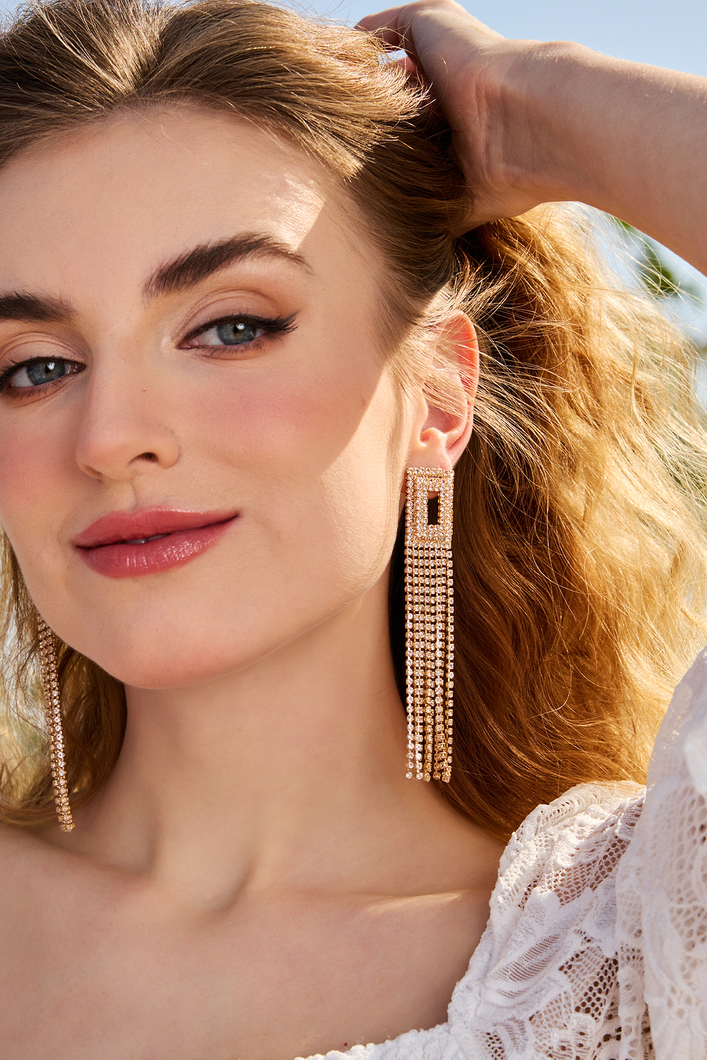 Dazzling Cascade Gold-Tone Earrings