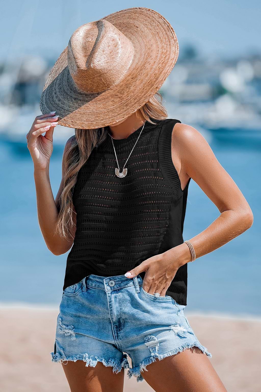 Paradise Drift Black Cover-Up Top