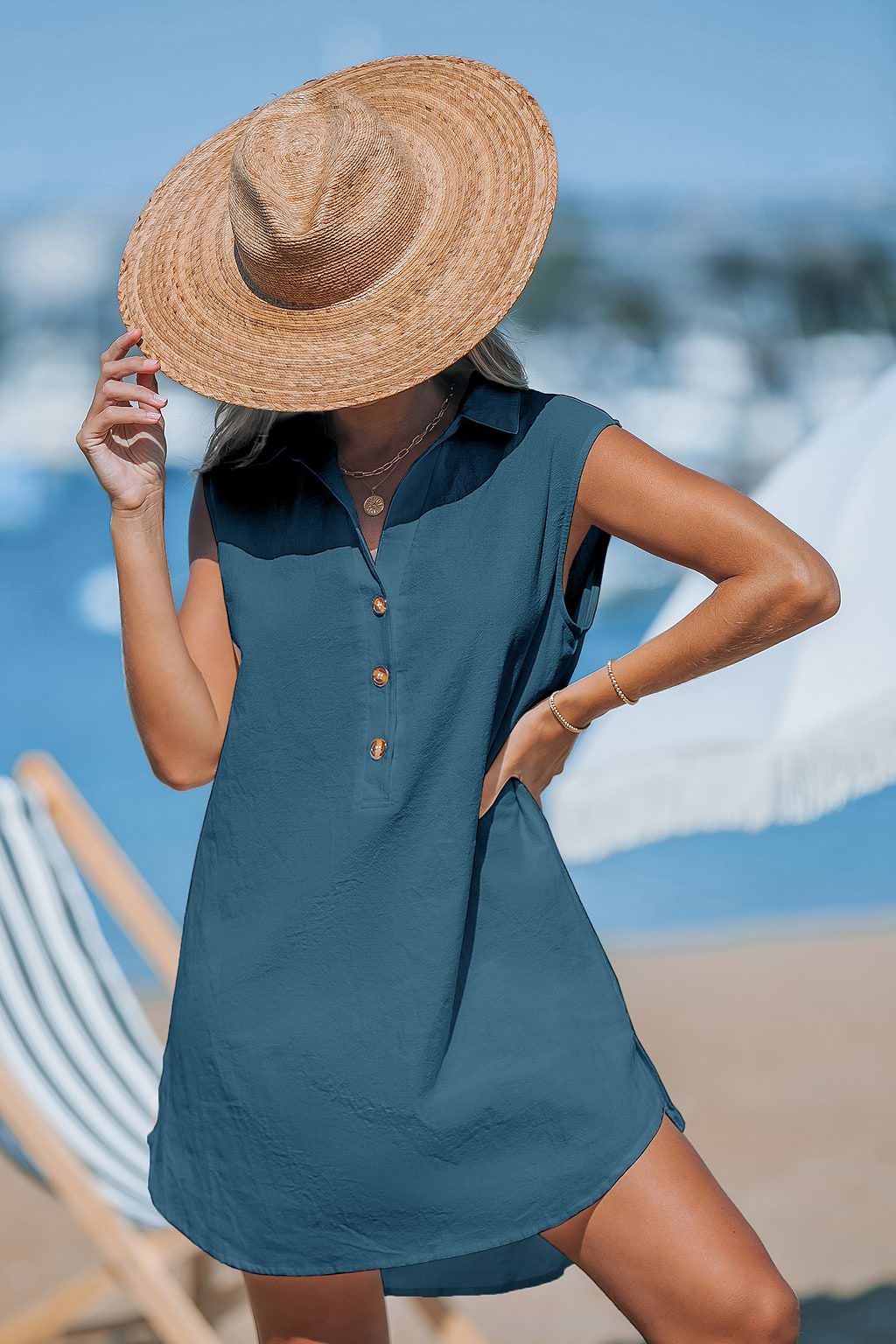 Summer Glow Blue Cover-Up Mini Dress